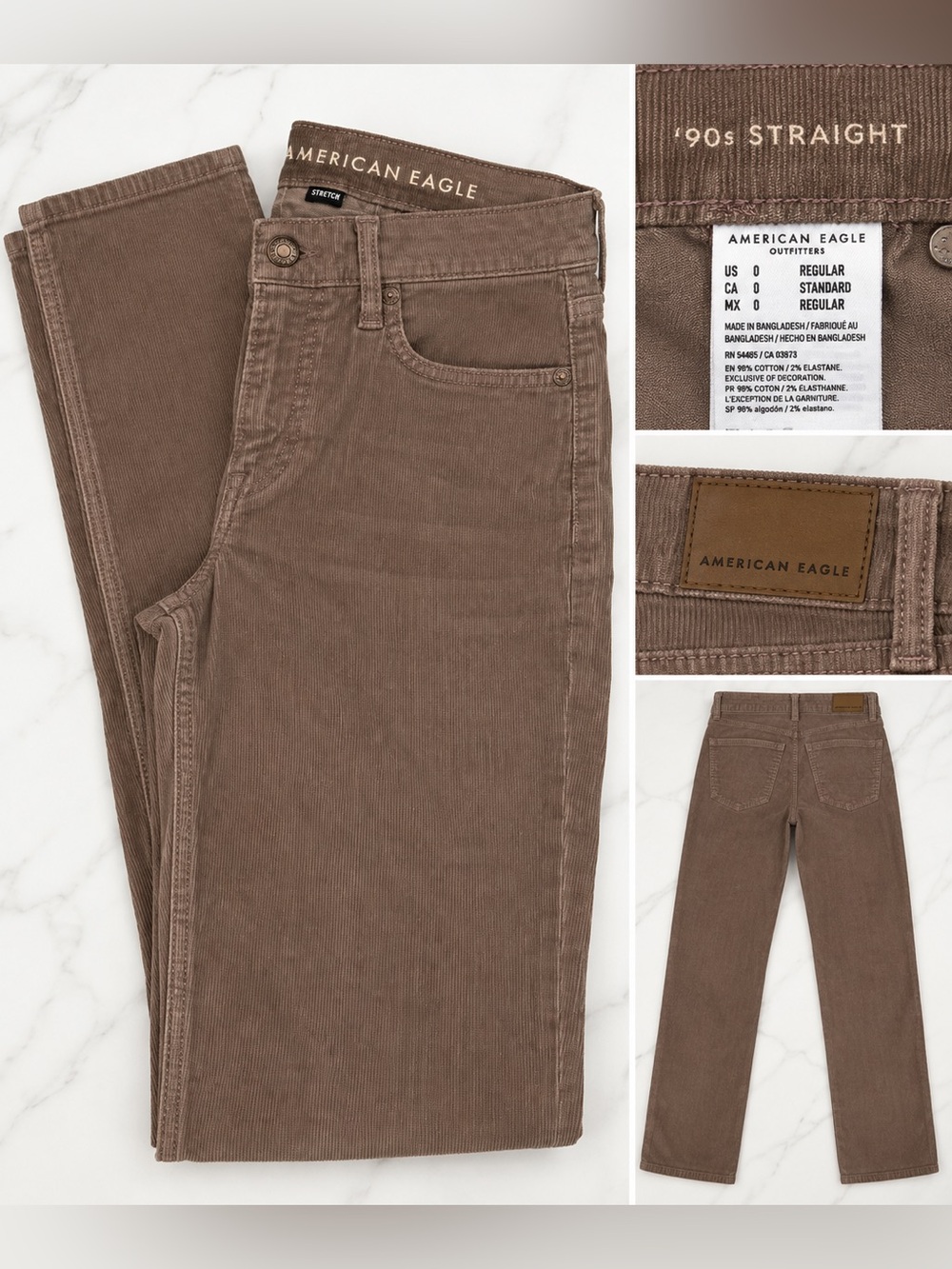 American Eagle ’90s Straight Brown Corduroy Pants Size 0 Regular